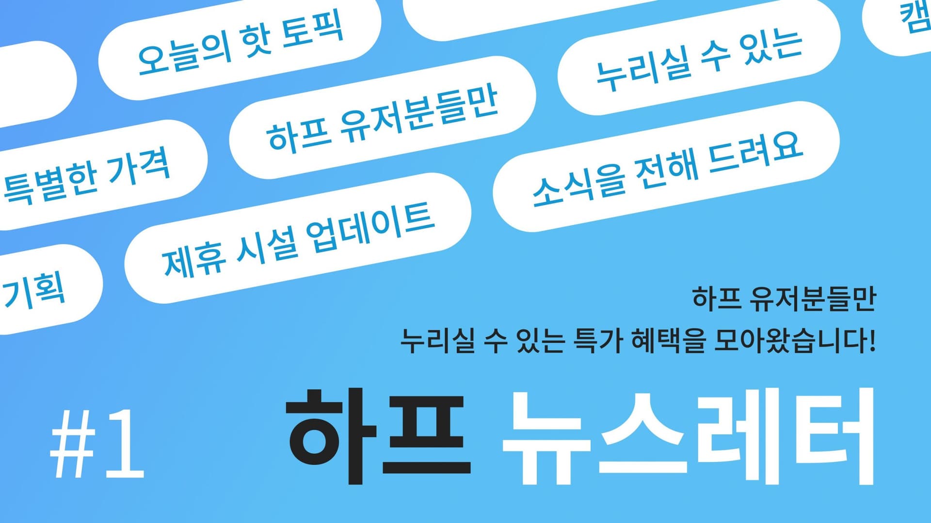 오늘의 핫토픽： 하프 유저분들만 누릴 수 있는 특별한 혜택을 모아왔습니다 :-)