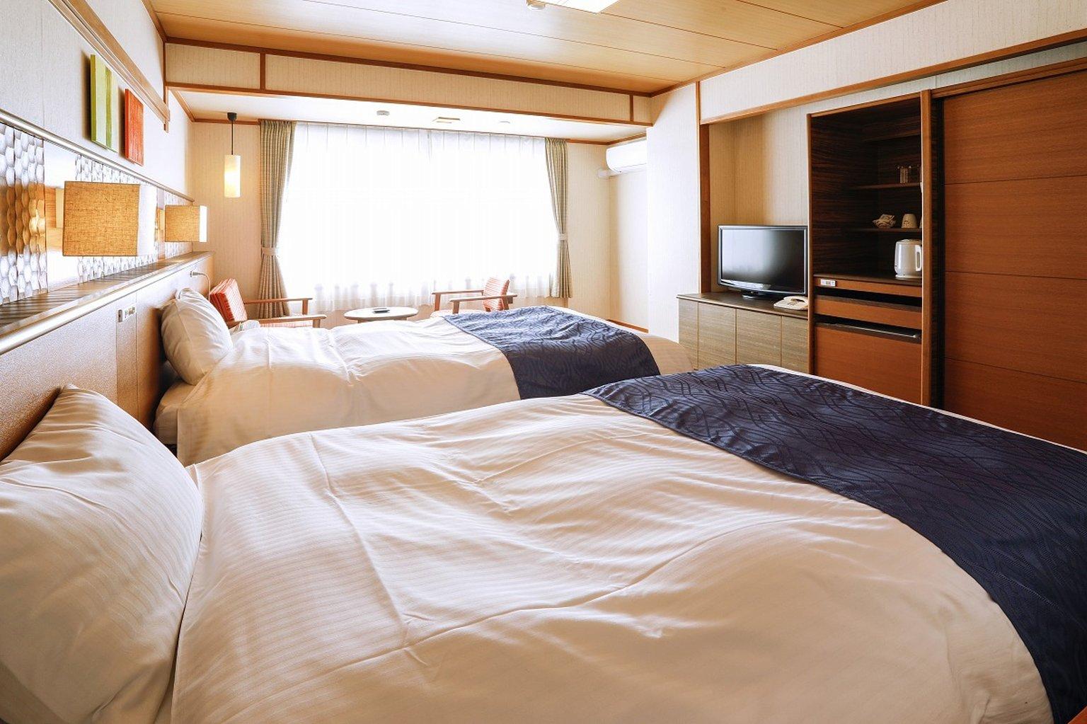 Japanese-style twin beds or 10-tatami room (non-smoking, with toilet without bath) - Satoyama no Kyujitsu Hotel Kyoto Keburikawa