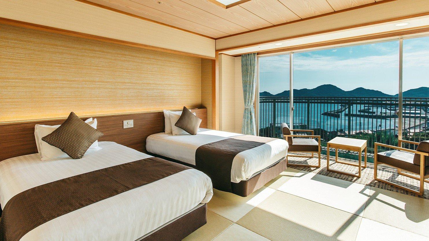 【High Floor】Japanese-Style Twin Room (including two meals: Yunagi Basic) - KAMENOI HOTEL SETOUCHI HIKARI