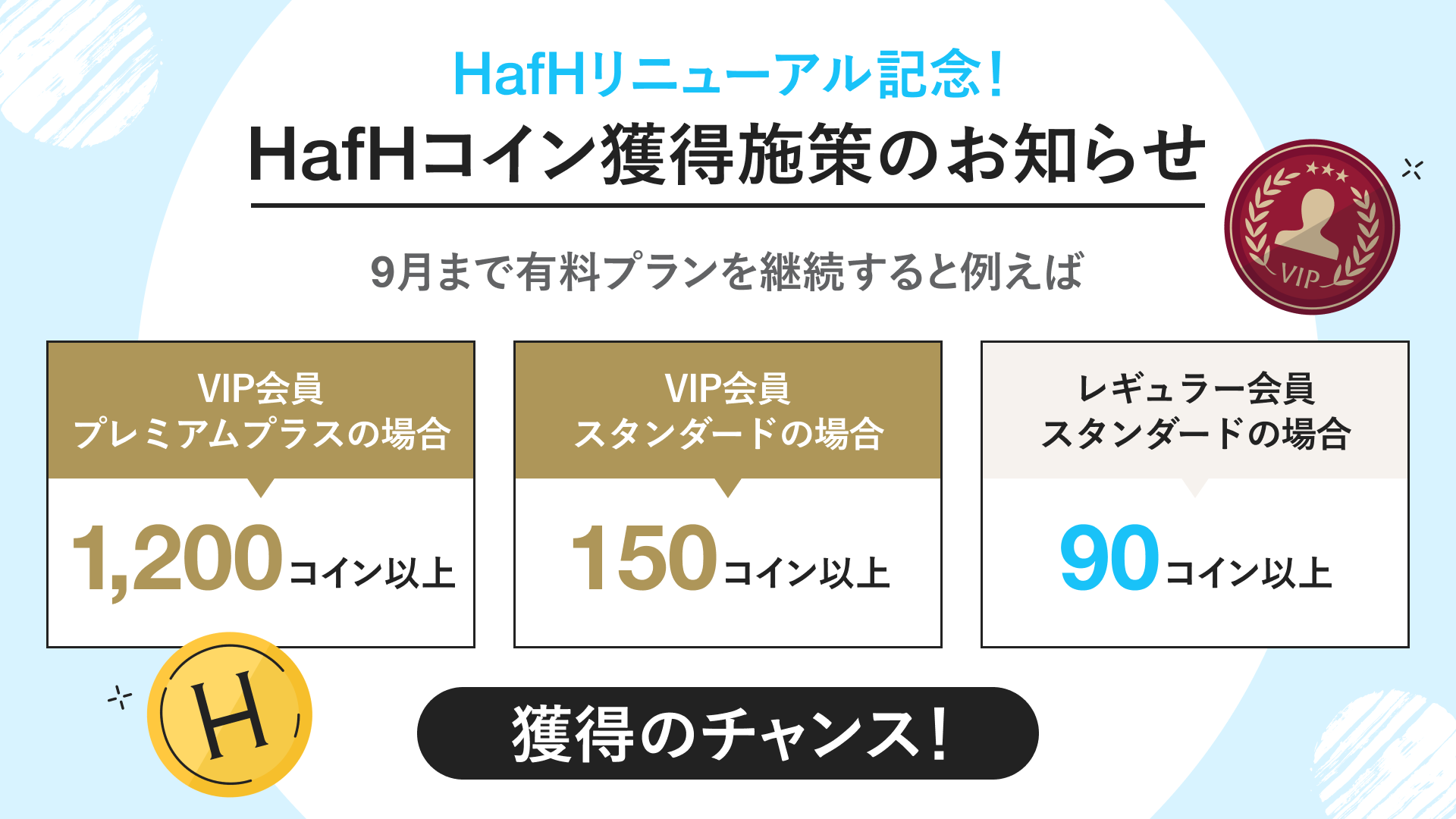 HafHリニューアル記念!HafHコイン獲得施策のお知らせ